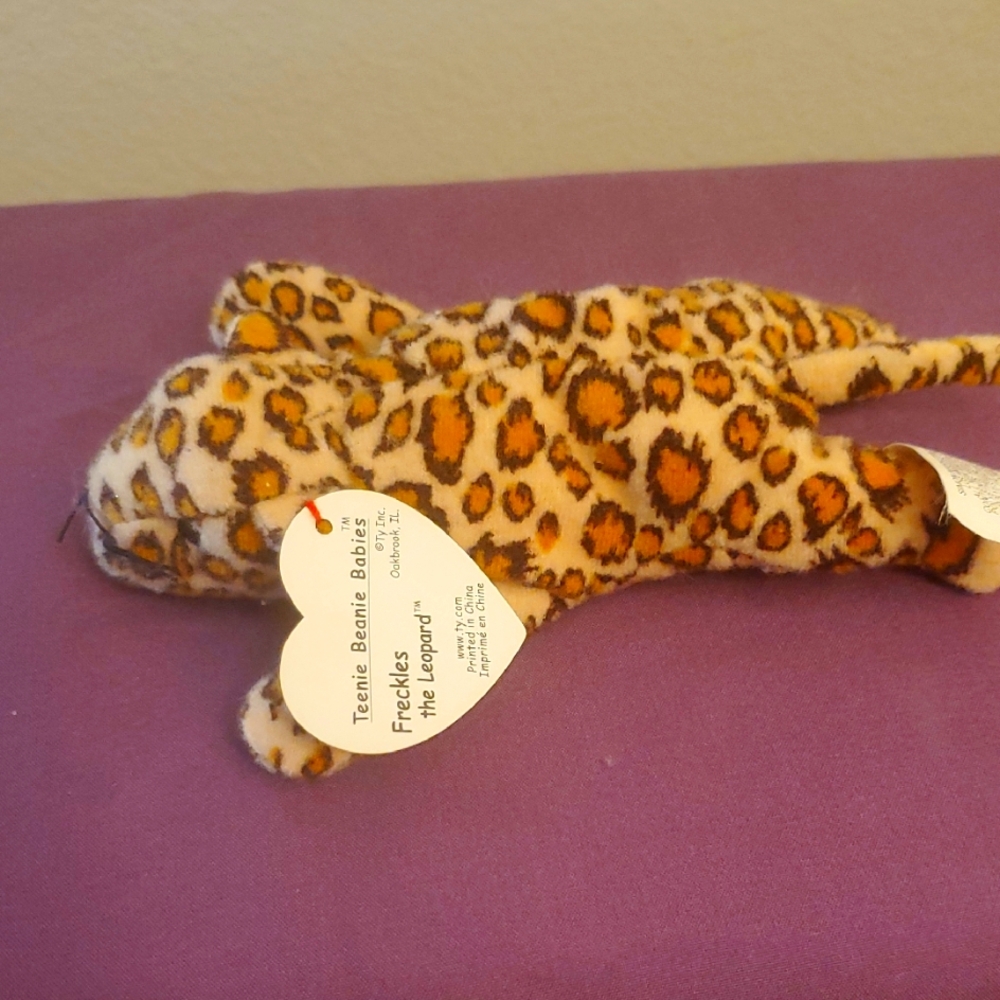 Vintage Ty Teenie Beanie Baby Brown and Cream Freckles the Leopard Plush Toy